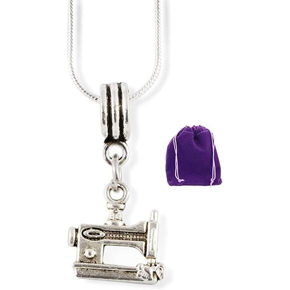Sewing Machine Necklace Seamstress Sew Hobby Pendant - Picture 1 of 4